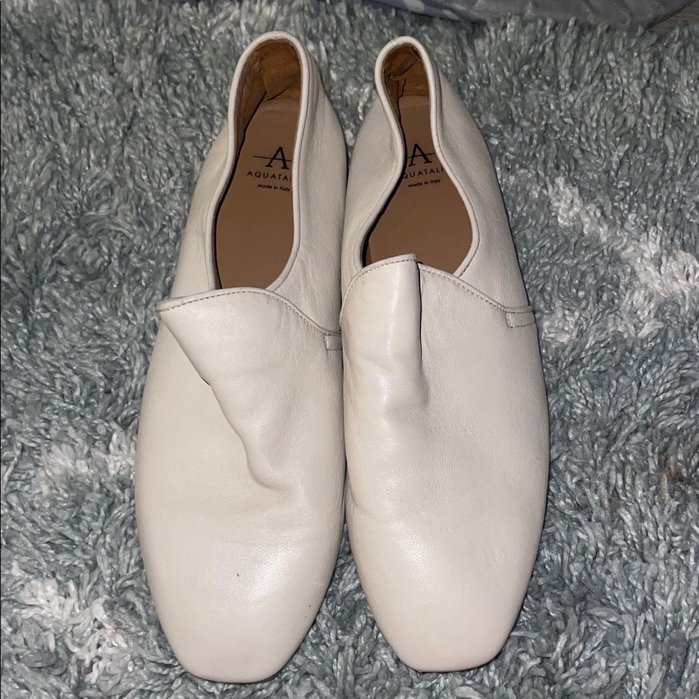 Aquatalia  Cream Leather Loafers